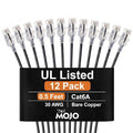 Tecmojo UL Listed Ultra-Slim Cat6a 0.5ft Ethernet Cable, 30AWG 100% Pure Copper by Tecmojo