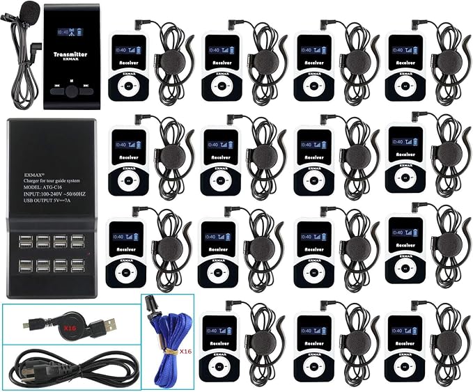 EXMAX® ATG-100T 195MHz Wireless Tour Guide System Simultaneous Translation by EXMAX