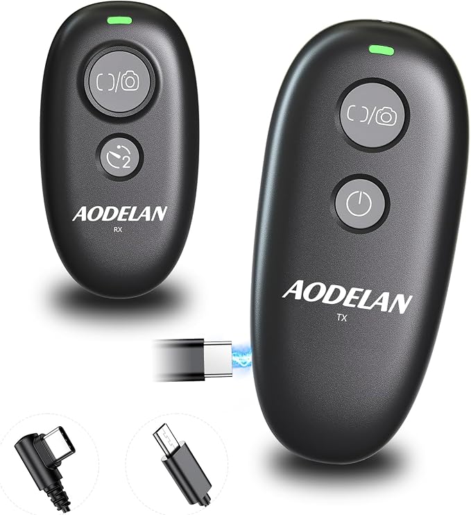 Upgraded USB-C Rechargeable Wireless Camera Remote Control Shutter Release by AODELAN