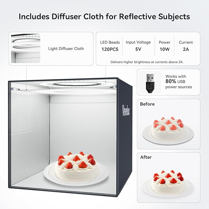 Photo Studio Light Box Photography, 6 Color Backdrops & 1 Diffuser - Image 3