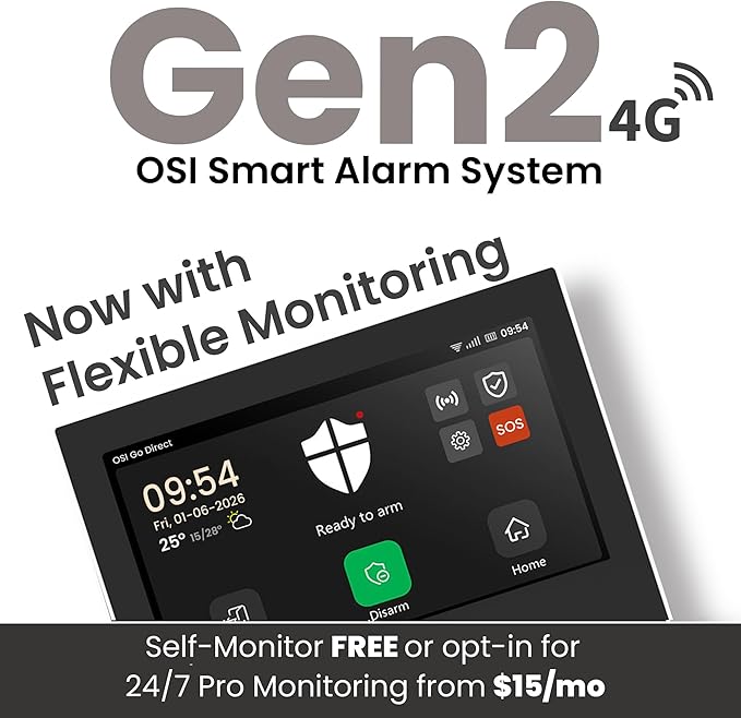 OSI Alarm System Gen 2, Motion & Entry Sensors, Wireless Siren, App & Alexa - Image 3