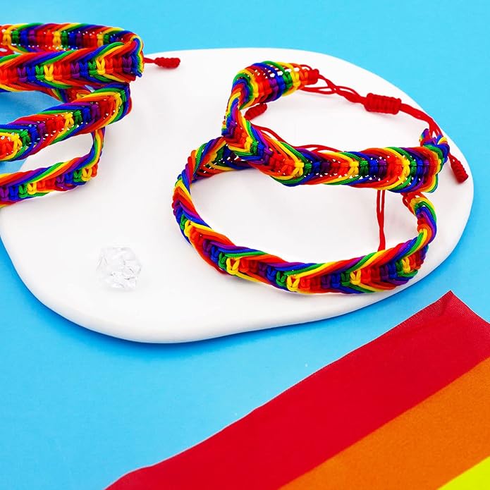 Nanafast Titanium Stainless Steel Rainbow LGBT Pride Bracelet Handmade Braided - Image 3