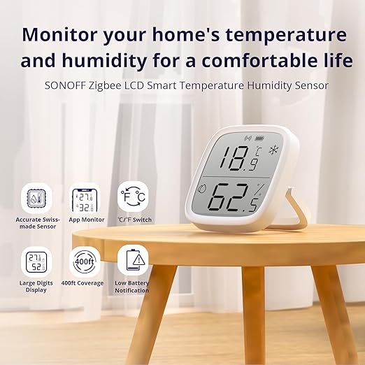 SONOFF Zigbee Indoor Temperature Humidity Sensor, SNZB-02D LCD Wireless Smart - Image 2