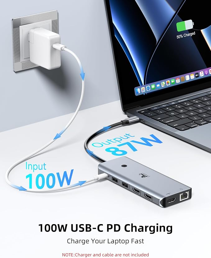 LIONWEI 12-in-1 USB C Docking Station Multiport Adapter, Triple Monitor 3 HDMI - Image 9