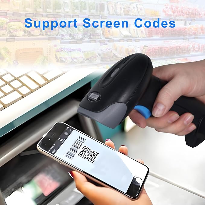 1D 2D QR Barcode Scanner Wireless, Handheld Cordless Bar Codes Reader - Image 4