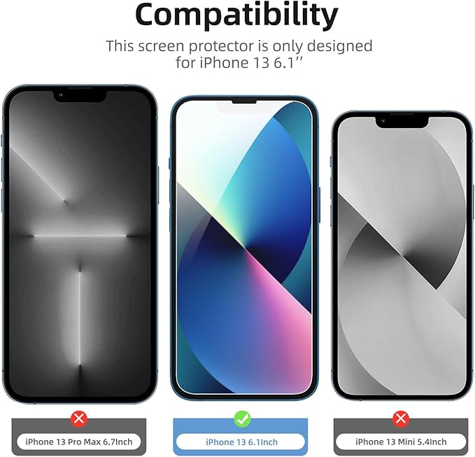 NEW'C 3x for iPhone 13 Screen Protector+ 3x Camera Lens Protector, Sensor - Image 2