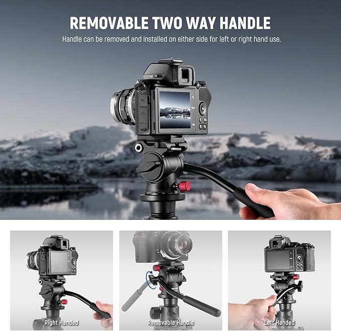 NEEWER Fluid Tripod Head with Handle & Arca Type Quick Release, Aluminum Alloy - Image 6