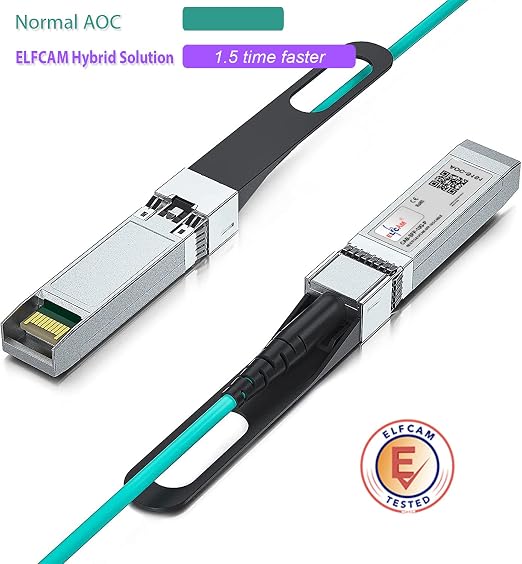 Elfcam® - 40m/131.23ft Fiber Optic Cable OM3 SFP+ to SFP+ AOC 10Gbps, Compatible - Image 3