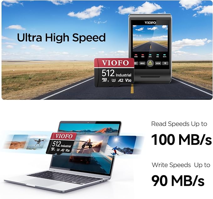 VIOFO 512GB Industrial Grade microSD Card, U3 A2 V30 High Speed Memory Card - Image 2