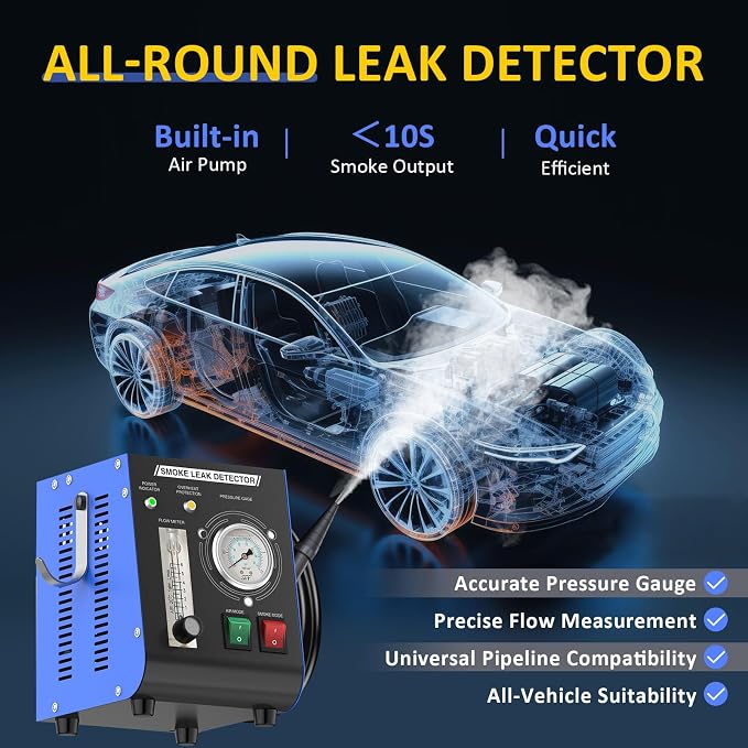Automotive Smoke Machine, Professional Leak Detector Built-in Air Pump Flow - Image 3