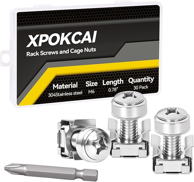 30-Pack 304 Stainless Steel-M6*20mm Rack Mount Screws and Cage Nuts by Unknown