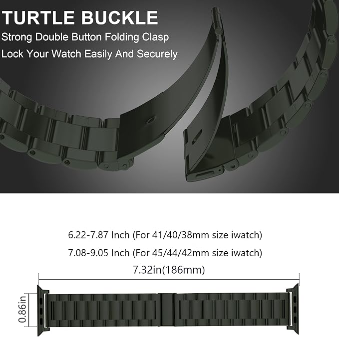 EPULY Stainless Steel Apple Watch Band, 42mm-49mm Compatible, Adjustable Length - Image 3