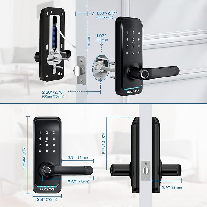 Smart Door Lock with Handle: Kucacci Keyless Entry Digital Door Lock - Image 7