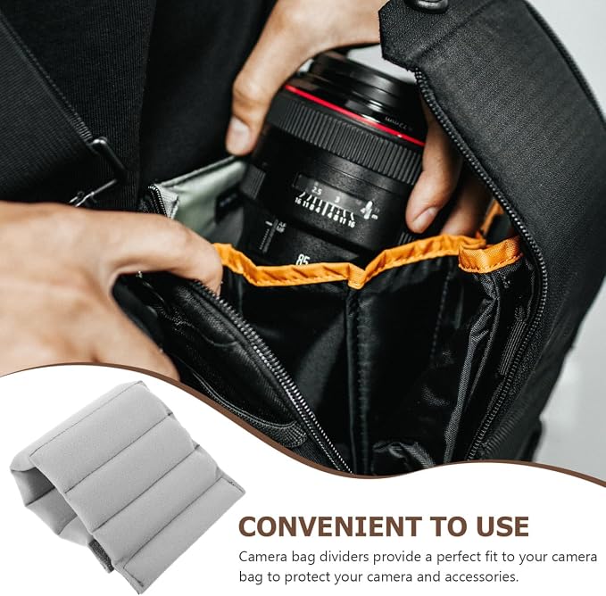 Homoyoyo 4-Pack Camera Bag Divider Plug-in Thicken Gray Suede Camera Bag - Image 3