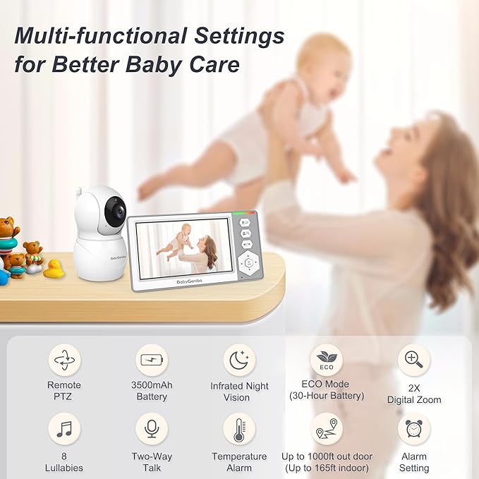 Baby Monitor with Camera and Audio, 4.3'' Video Baby Monitor with 1000ft Long - Image 2