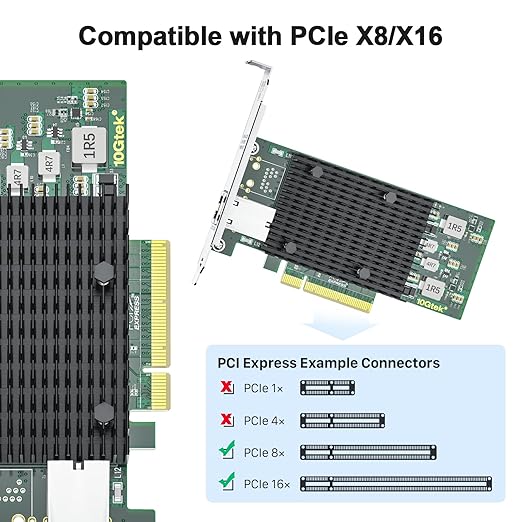10Gtek 10Gb PCI-E NIC Network Card, Single Copper RJ45 Port, - Image 3