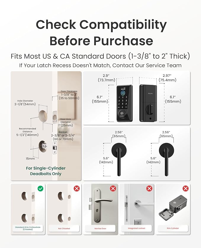 DESLOC Smart Lock D110 Plus, WiFi Fingerprint Smart Front Door Lock - Image 8