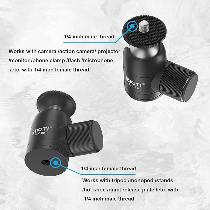 SIOTI Mini Tripod Ball Head, Swivel Mini Ball Head, Panoramic 360° Vertical Pan - Image 5