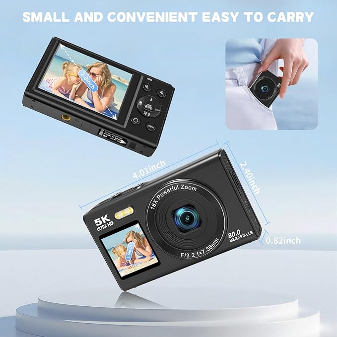 5K Digital Camera for Photography, 80MP Dual Screen Vlogging Camera for YouTube - Image 4