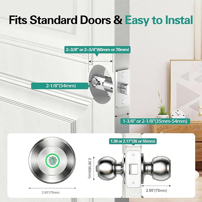 Smart Door Knob, Fingerprint Door Knob, Biometric Smart Door Lock - Image 5