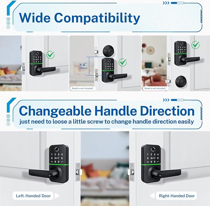 Keypad Smart Door Lock with Handle: Kucacci Keyless Entry Fingerprint Lock - Image 5