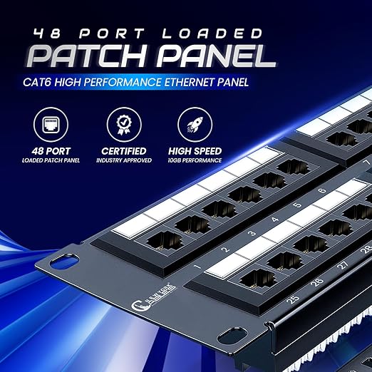 NewYork Cables 48 Port Cat6 Patch Panel, 10Gb Ethernet, 2U 19-Inch Rack or Wall - Image 2
