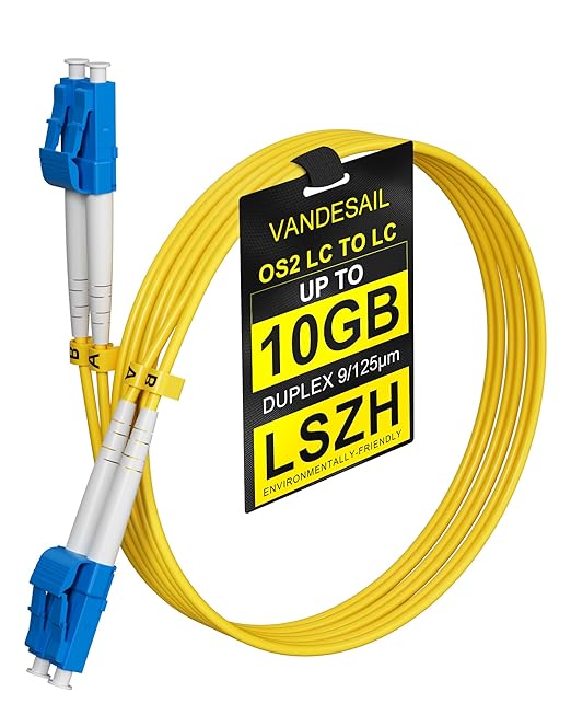 OS2 Single Mode LC to LC Fiber Patch Cable 10m / 30FT, Individually Tested by VANDESAIL