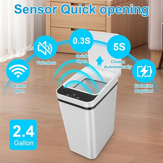 2 Pack Bathroom Trash can, Smart Touchless Trash Can, Automatic Motion Sensor - Image 5