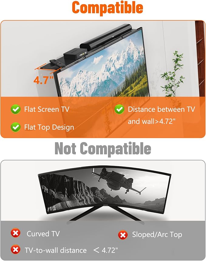 Soundbar Mount, No Drilling Steel TV Top Shelf Fits Most of Sound Bars Up to 15 - Image 6