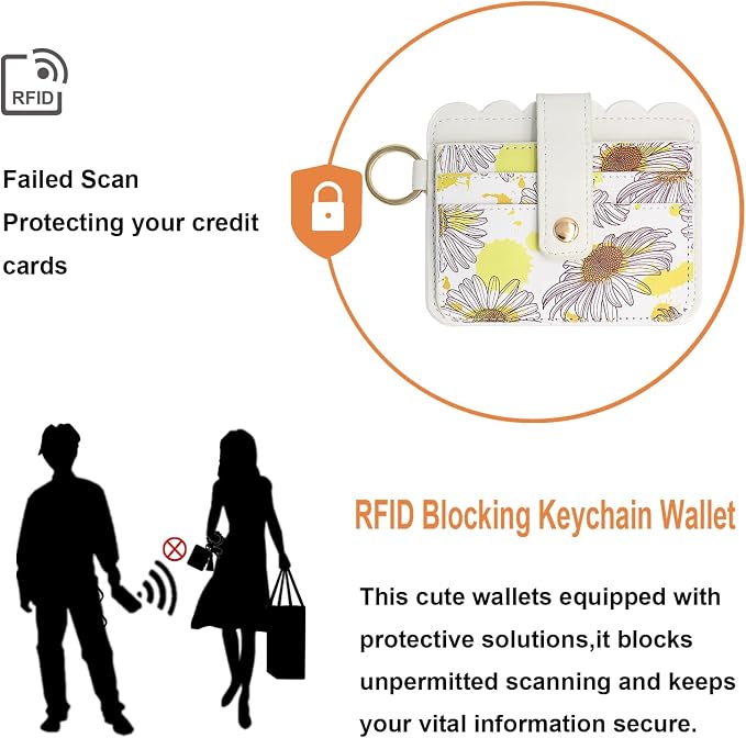 Keychain Wallet Wristlet Small Credit Card Holder Bracelet Key Chain Purse - Image 4