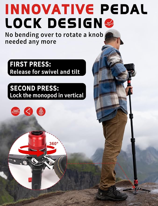 IFOOTAGE Monopod Cobra 3 Strike A150S+K5S, 1/4'' & 3/8'' Quick Release - Image 3