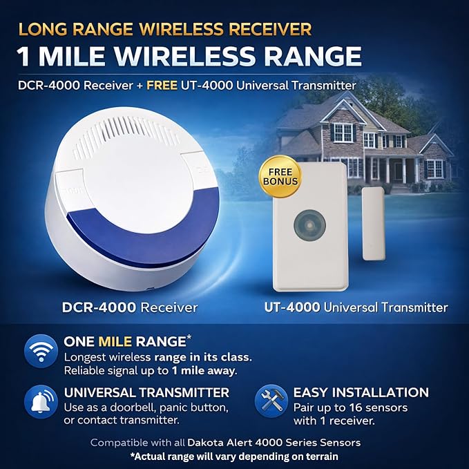 Dakota Alert DCR-4000 Wireless Receiver Bonus Kit – 1 Mile Long Range Driveway - Image 2