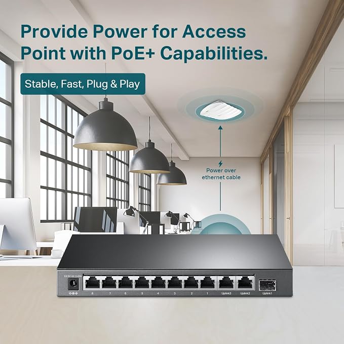 TP-Link TL-SG1210MP, 8 Port Gigabit PoE Switch, 8 PoE+ Ports @123W, w/ 2 Uplink - Image 3