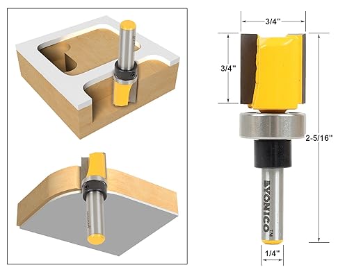 YONICO Flush Trim Router Bit Set 4 Bit 3/4-Inch Diameter 1/4-Inch Shank 14425q - Image 4