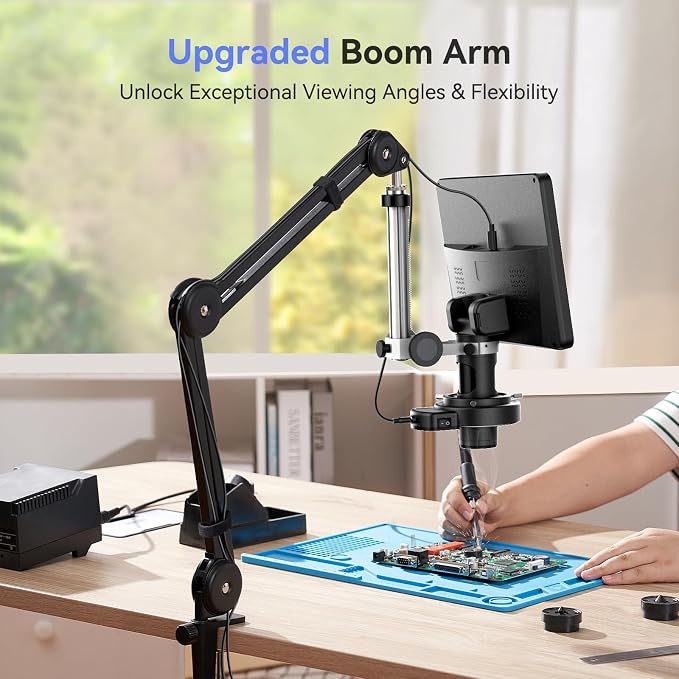TOMLOV DM602 Flex Digital Soldering Microscope 2000x, Flexible Arm, 10.1" HDMI - Image 2