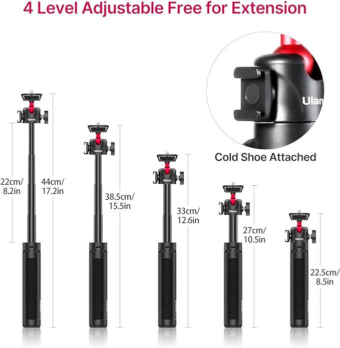 ULANZI MT-16 Extendable Mini Camera Tripod, 4 Levels Adjustment 360° Ball Head - Image 4