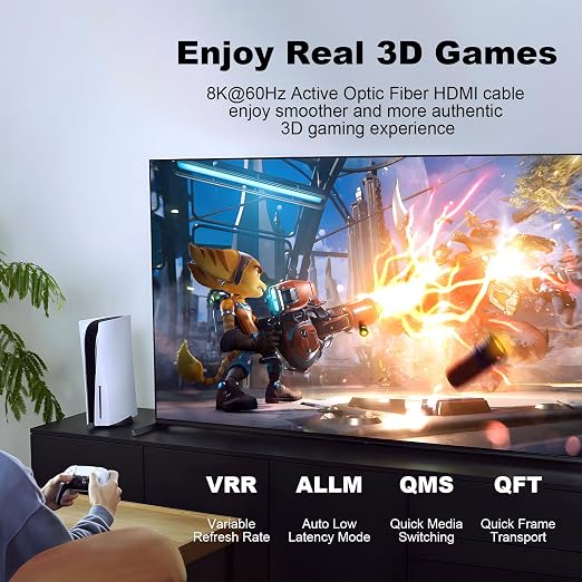 Fiber HDMI 2.1 Cable, 48Gbps Full Speed Long Gaming HDMI Cord, Ofiice - Image 3