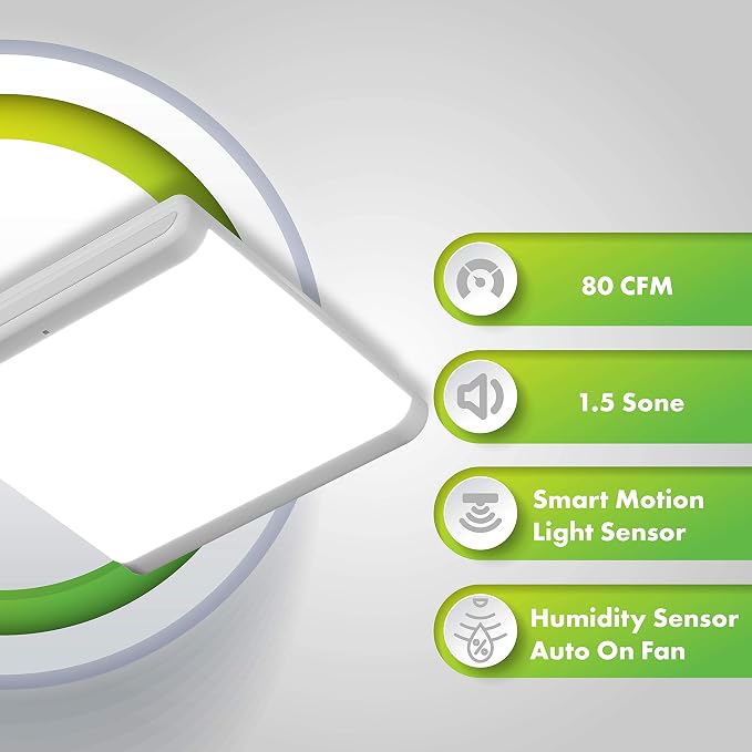 Homewerks 7146-80-MS Bathroom Fan Integrated Dimmable LED Light Humidity Sensor - Image 3