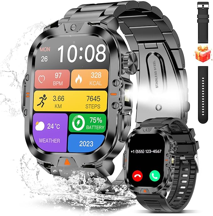 Smart Watch for Men Military Answer/Make Call 2.01″ Display 170+ Sports Modes by Home