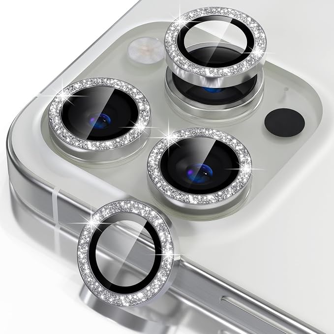 Misea Compatible for iPhone 16 Pro/iPhone 16 Pro Max Camera Lens Protector Bling by Misea