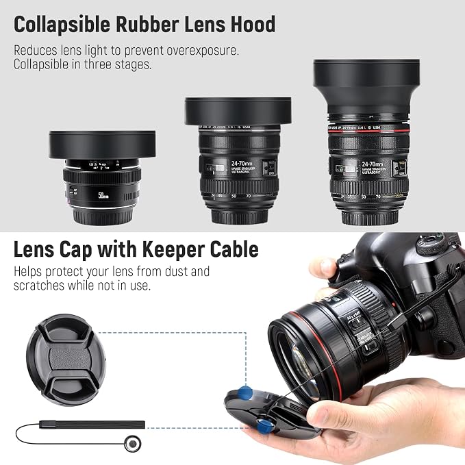NEEWER 43mm ND Lens Filter Kit: UV, Lens Hood and Lens Cap Compatible - Image 7