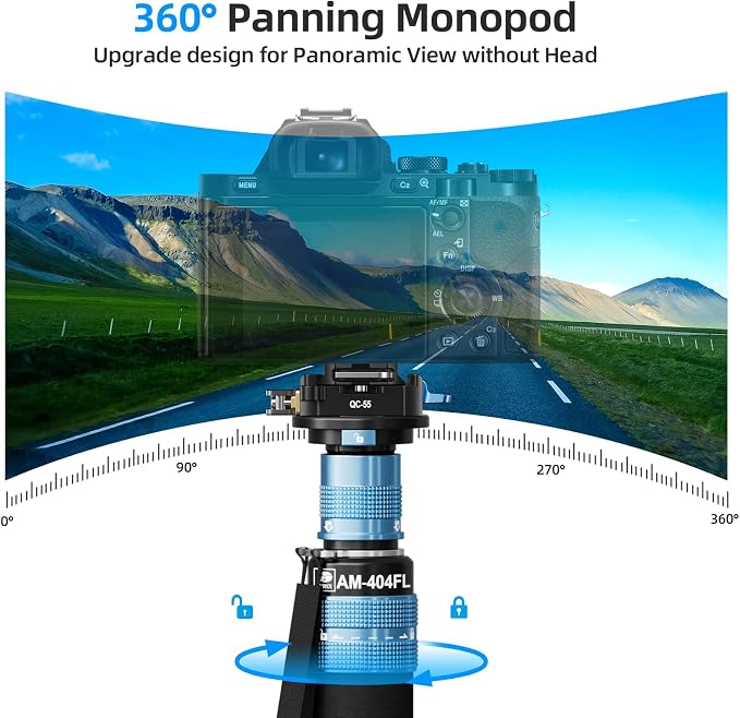 SIRUI 75.8" Monopod with Feet, Professional Aluminum Travel Monopod - Image 9