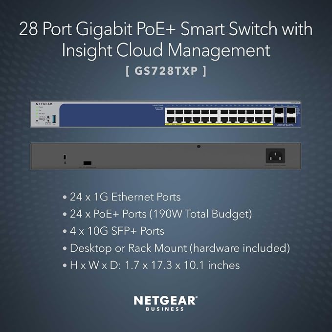 NETGEAR 28-Port PoE Gigabit Ethernet Smart Switch- Managed, - Image 2
