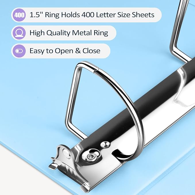 Sooez BinderX Extra Durable 1.5 Inch 3 Ring Binders, D-Ring Large Binder - Image 4