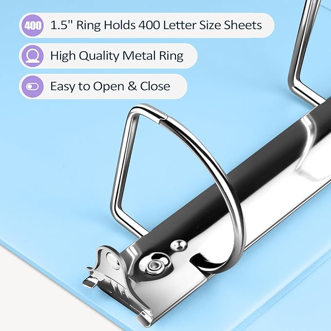 Sooez BinderX Extra Durable 1.5 Inch 3 Ring Binder, D-Ring Large Binders - Image 4