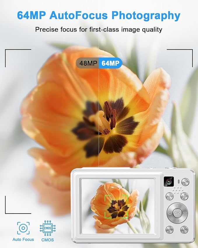 4K Digital Camera, 64MP Autofocus Point and Shoot Camera - Image 2