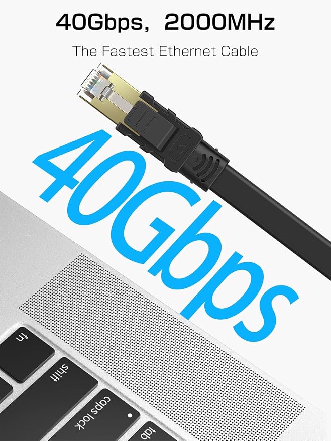 Senetem Cat 8 Ethernet Cable 50FT, High Speed 40Gbps 2000Mhz Flat Internet - Image 2