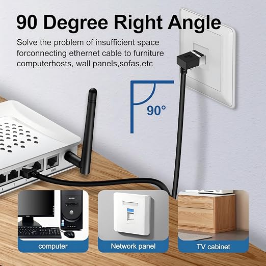 Flexible Cat 6 Ethernet Cable 270 °Upward Angle 15 Feet, Ultra Thin & Slim Rj45 - Image 6