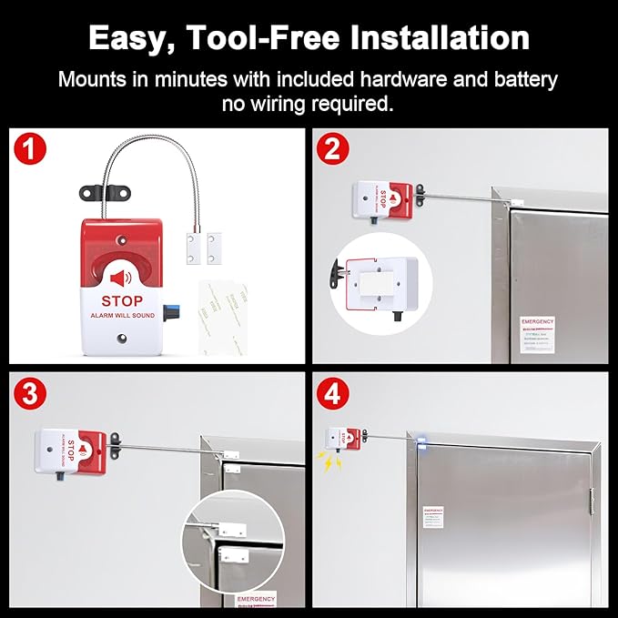 Exit Door Alarm with 110dB Siren, Emergency Exit Security Device, Easy - Image 3