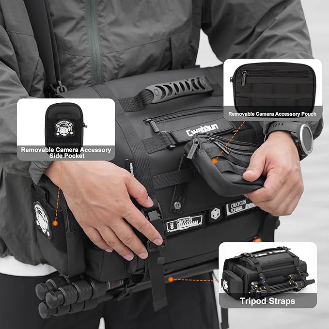 Cwatcun Camera Sling Bag, Waterproof Multifunction Photography Tactica Camera - Image 4